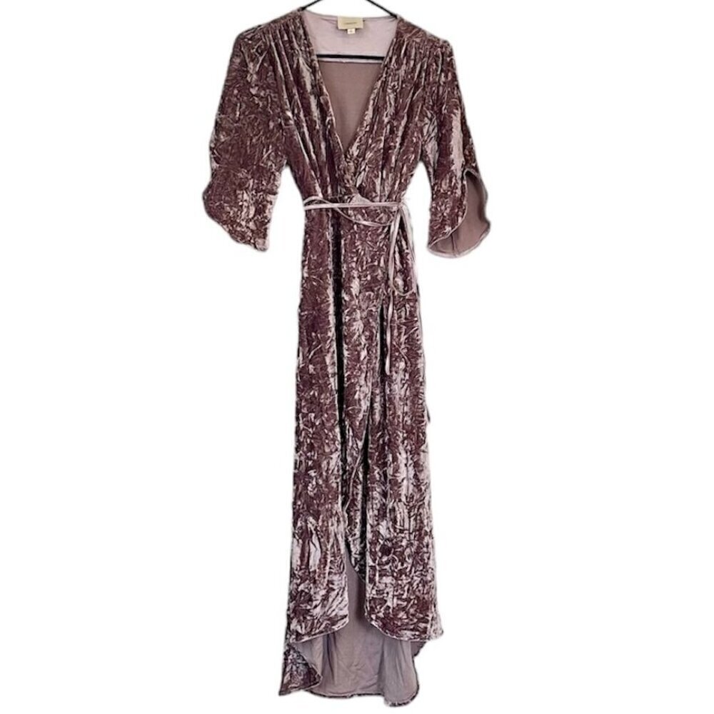 i.Madeline Mauve Velvet Wrap Dress - Size: Small